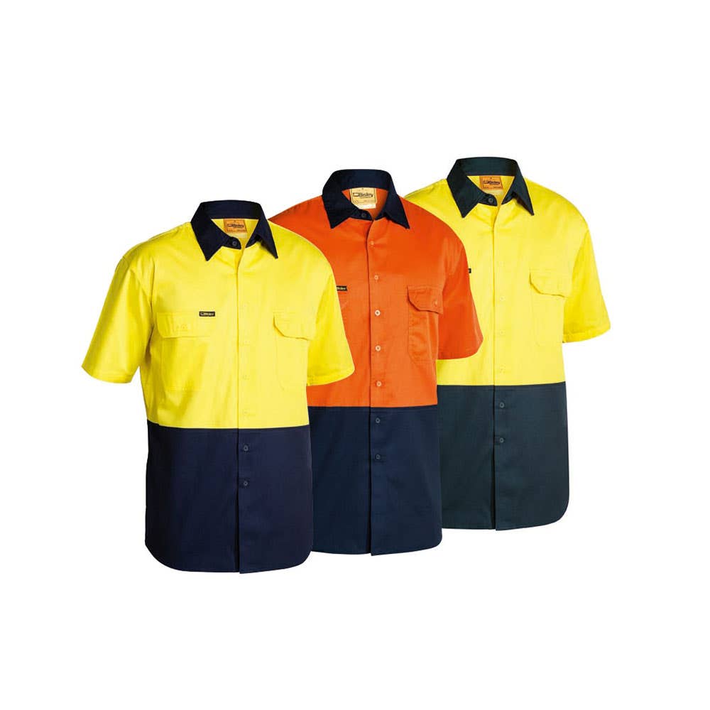 BS1895 Hi-Vis Cool Cotton Drill Short Sleeve Shirt 155gsm Gosford Quarries GOSQBS1895