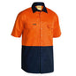 Shirt S/S 2XL Hi Vis Orange/Navy Cotton Drill 155gsm Vent Bisley_36002150_BS1895_TT022XL