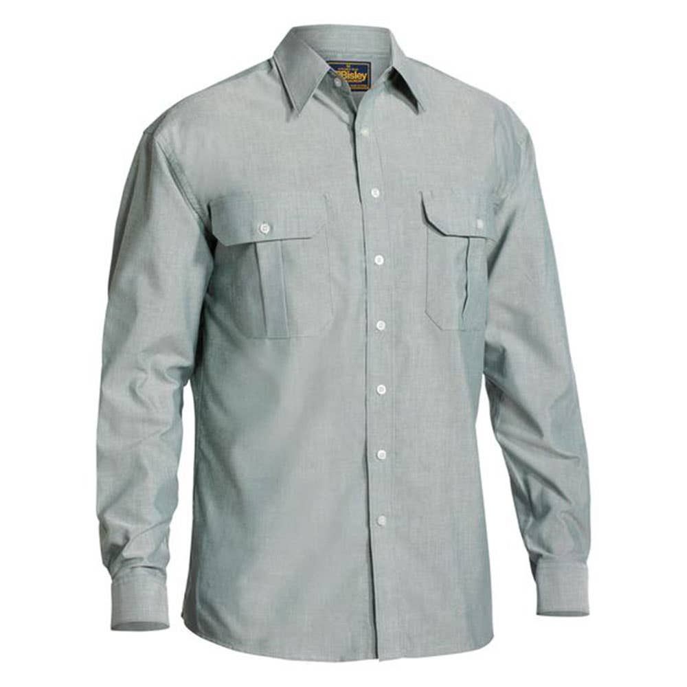 Shirt L/S Poly/Cotton 135gsm Oxford Green 2XL Bisley 40012256 BS6030 BLWR2XL