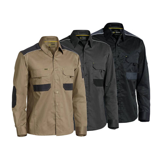 BS6133 Flx & Move&trade; Stretch Long Sleeve Shirt 145gsm_BS6133