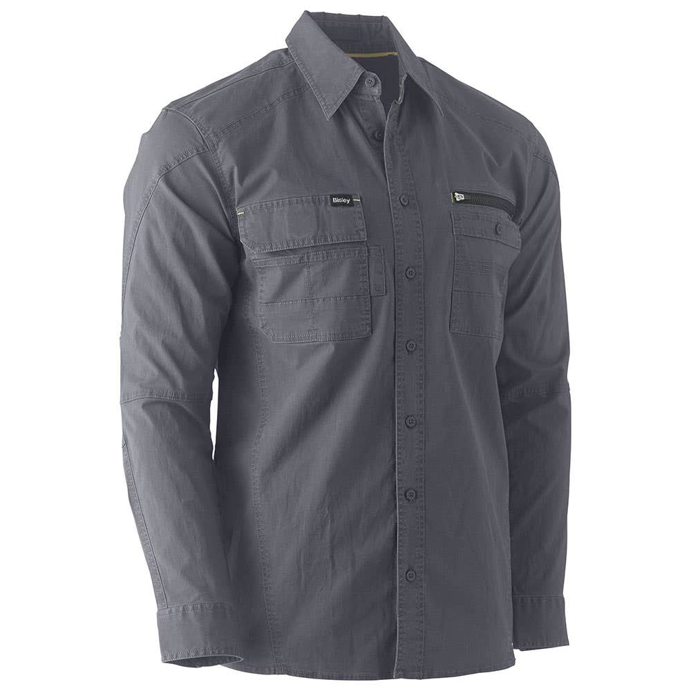 Shirt L/S Cotton Stretch Flex + Move Utility Charcoal 2XL Bisley 40013493 BS6144 BCCG2XL