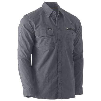 Shirt L/S Cotton Stretch Flex + Move Utility Charcoal 2XL Bisley 40013493 BS6144 BCCG2XL