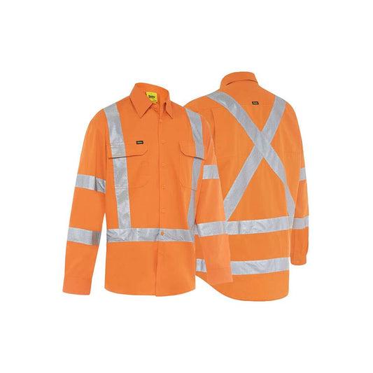 BS6166XT Australian Rail Hi-Vis Cool X-Back Taped Shirt 155gsm Mastermyne MMBS6166XTBVOR