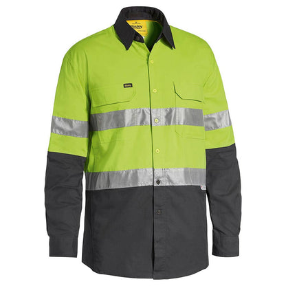 Shirt L/S Hi-Vis Cotton Ripstop 150gsm Tape Lime/Charcoal 2XL Bisley_40013918_BS6415T_TT362XL