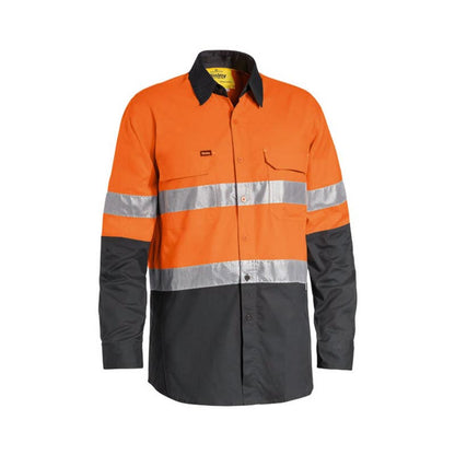 Shirt L/S 2XL Hi Vis Orange/Charcoal Cotton Ripstop 150gsm Tape Bisley_36002266_BS6415T_TT172XL