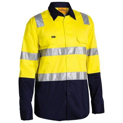 Shirt L/S Cotton Drill Tape Hoop + Shoulder Yellow/Navy 2XL Bisley_40008913_BS6432T_TT012XL