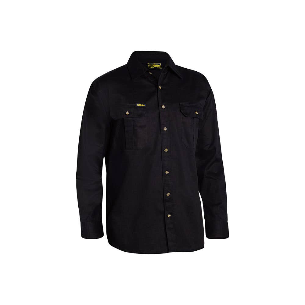 Shirt L/S Cotton Drill 190gsm Black XL Bisley_118960_BS6433_BBLKXL