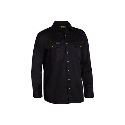 Shirt L/S Cotton Drill 190gsm Black XL Bisley_118960_BS6433_BBLKXL