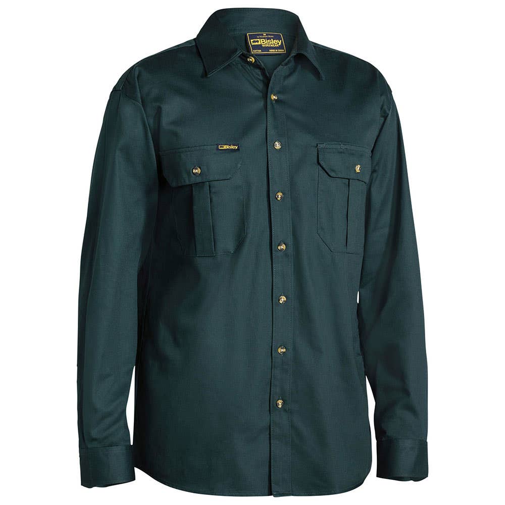 Shirt L/S Cotton Drill 190gsm Bottle 2XL Bisley_90010614_BS6433_BGRG2XL