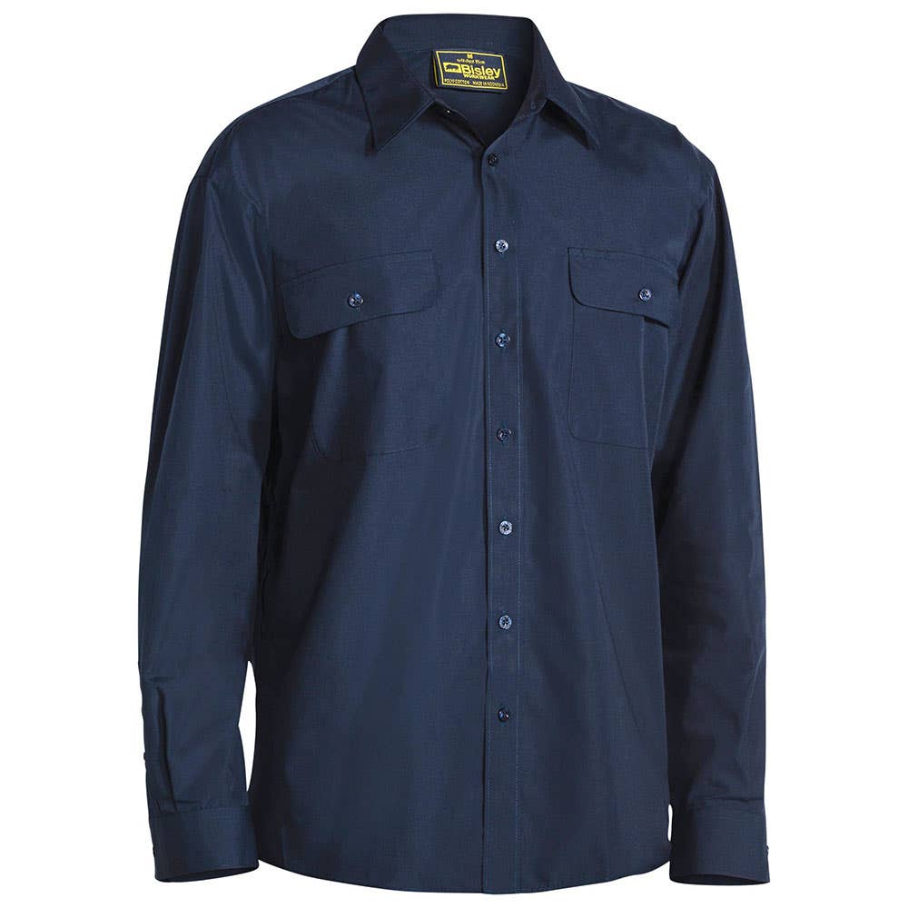 Shirt L/S Poly/Cotton 110gsm Perm Press Midnight 2XL Bisley 40009046 BS6526 BDKN2XL