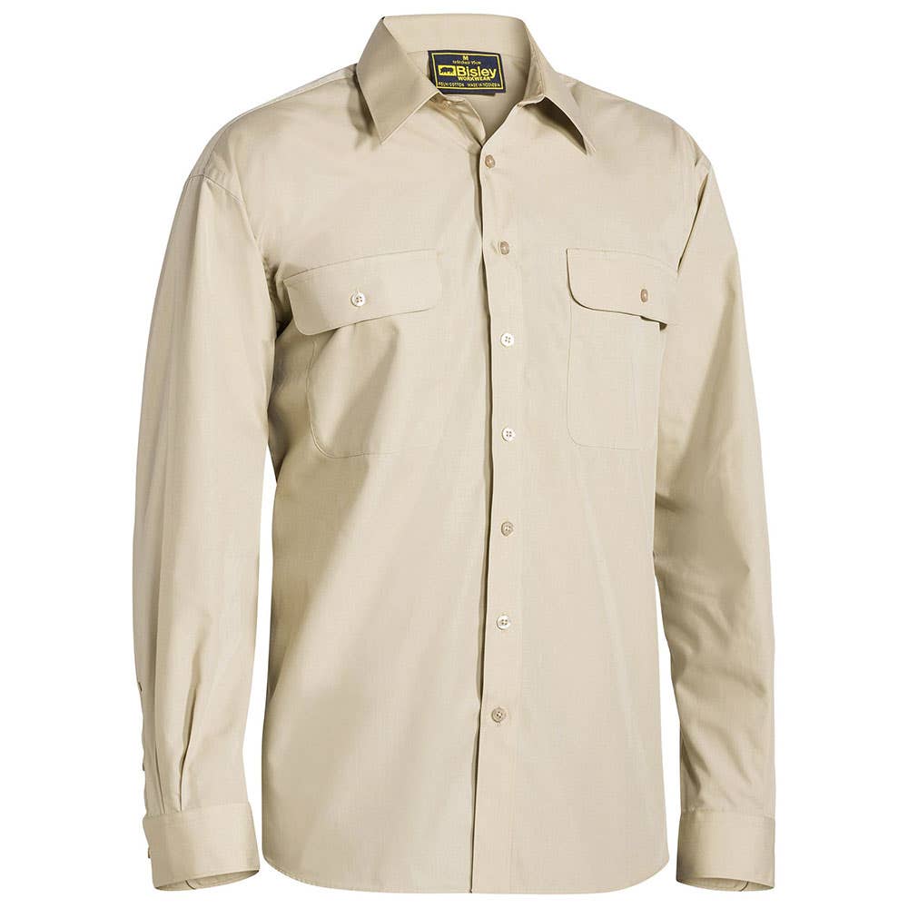 Shirt L/S Poly/Cotton 110gsm Perm Press Sand 2XL Bisley 90018498 BS6526 BSAN2XL