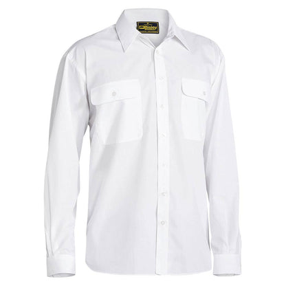 Shirt L/S Poly/Cotton 110gsm Perm Press White 2XL Bisley 90018488 BS6526 BWHT2XL