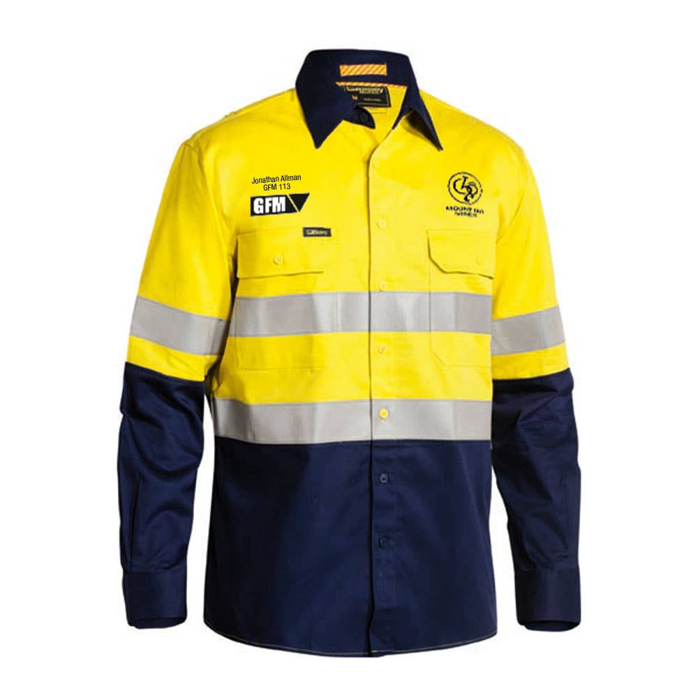 BS6569T Hi-Vis Long Sleeve Taped Shirt 190gsm Glencore GFM Logo Site Use Only BS6569TSG