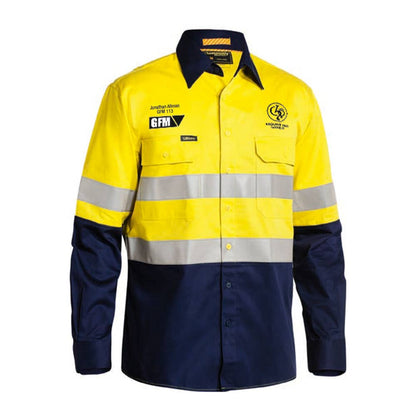BS6569T Hi-Vis Long Sleeve Taped Shirt 190gsm Glencore GFM Logo Site Use Only BS6569TSG