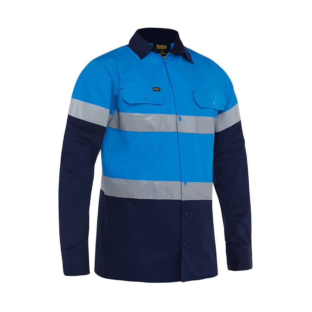 BS6696T Hi-Vis L/S Drill Vented Taped Shirt Blue/Navy 2XL_40039996_BS6696T_TT202XL