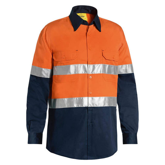 Shirt L/S 155gsm BS6696T Tape Orange/Navy 2XL + Volgren Logo B/W 40011366 VOL BS6696T TT022XL - B/W