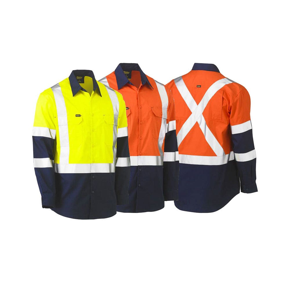 BS6696XT Hi-Vis Long Sleeve X-Back Taped Shirt 155gsm BS6696XT
