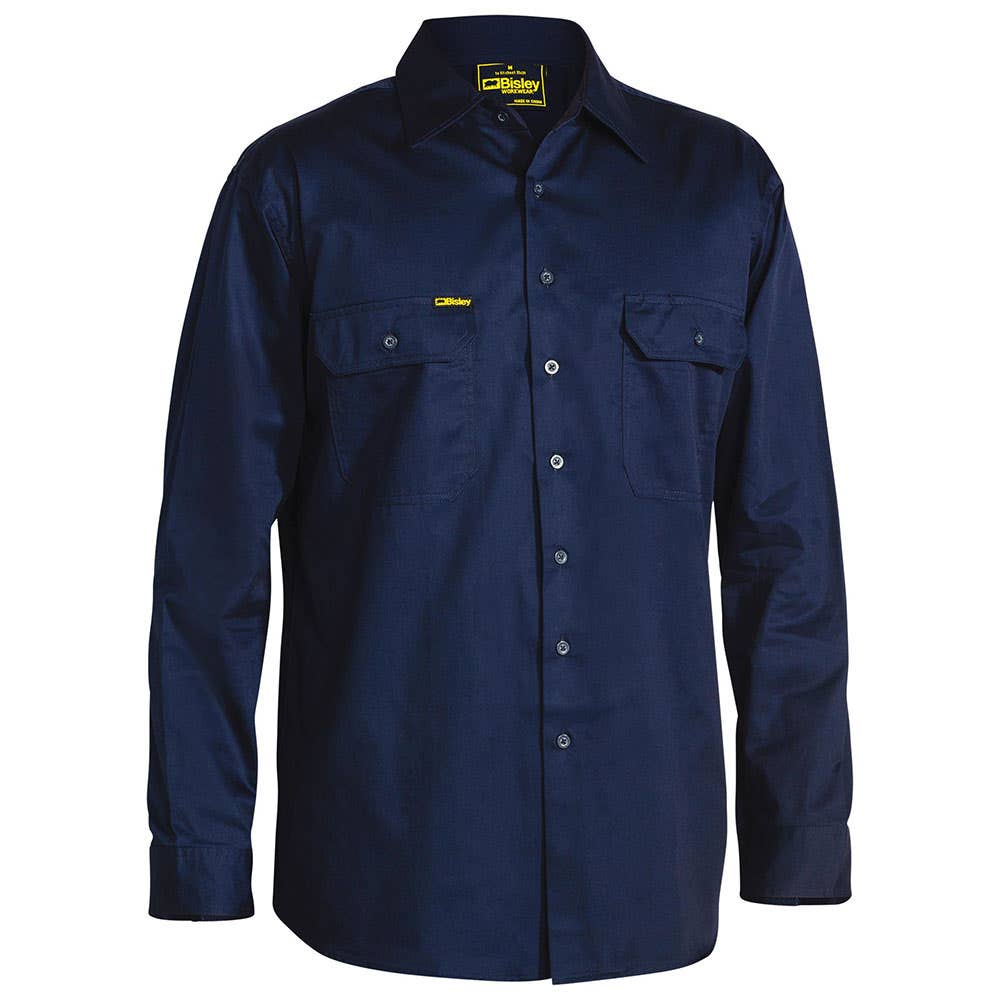 Shirt L/S Cotton Drill 155gsm Gusset Cuff Navy Size 2XL_183622_BS6893_BPCT2XL