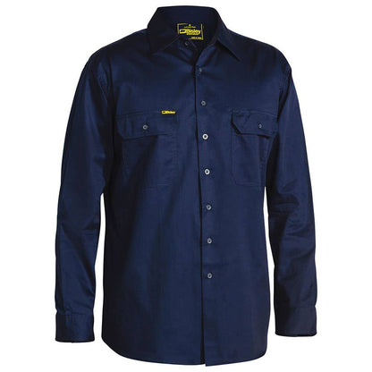 Shirt L/S Cotton Drill 155gsm Gusset Cuff Navy Size 2XL_183622_BS6893_BPCT2XL