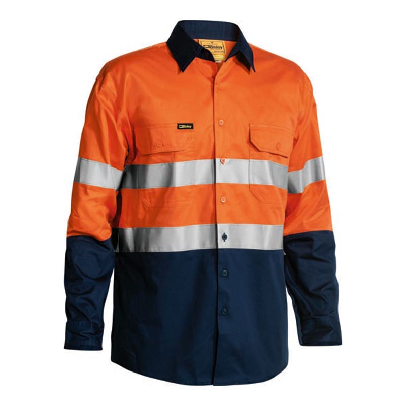 BS6896 Hi-Vis Cool Cotton Long Sleeve Taped Shirt 155gsm Brisbane ALHP Logo BS6896ALHPB