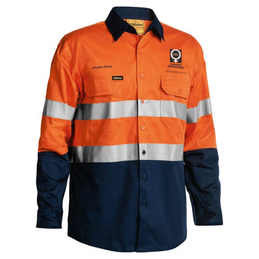 BS6896 Hi-Vis Cool Cotton Long Sleeve Taped Shirt 155gsm CRL Logo BS6896CR