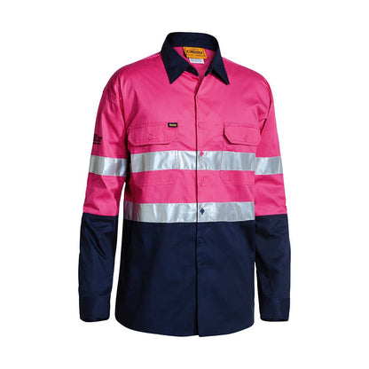 BS6896 Hi-Vis Cool Cotton Long Sleeve Taped Shirt 155gsm City Of Karratha Logo KARBS6896