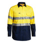 Shirt L/S Hi-Vis Cotton 155gsm Cool Taped Pk 5 Bisley 2XL Yellow/Navy 40014243 BS6896EP TT012XL