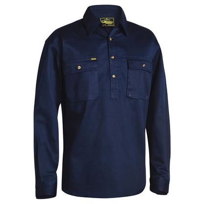 Shirt L/S Cotton Drill 190gsm Cargo Closed Front Navy 2XL Bisley_90018128_BSC6433_BPCT2XL