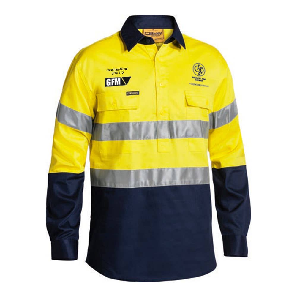 BSC656T Hi-Vis Closed Front Taped Shirt 190gsm Glencore GFM Site Use Only BSC656TSG