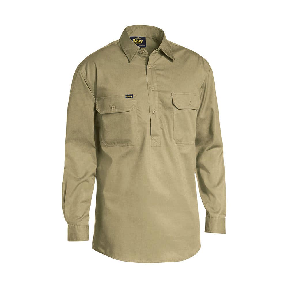 BSC6820 Closed Front Cool Lightweight Drill Shirt 155gsm Khaki 2XL_40049891_BSC6820_BCDR2XL