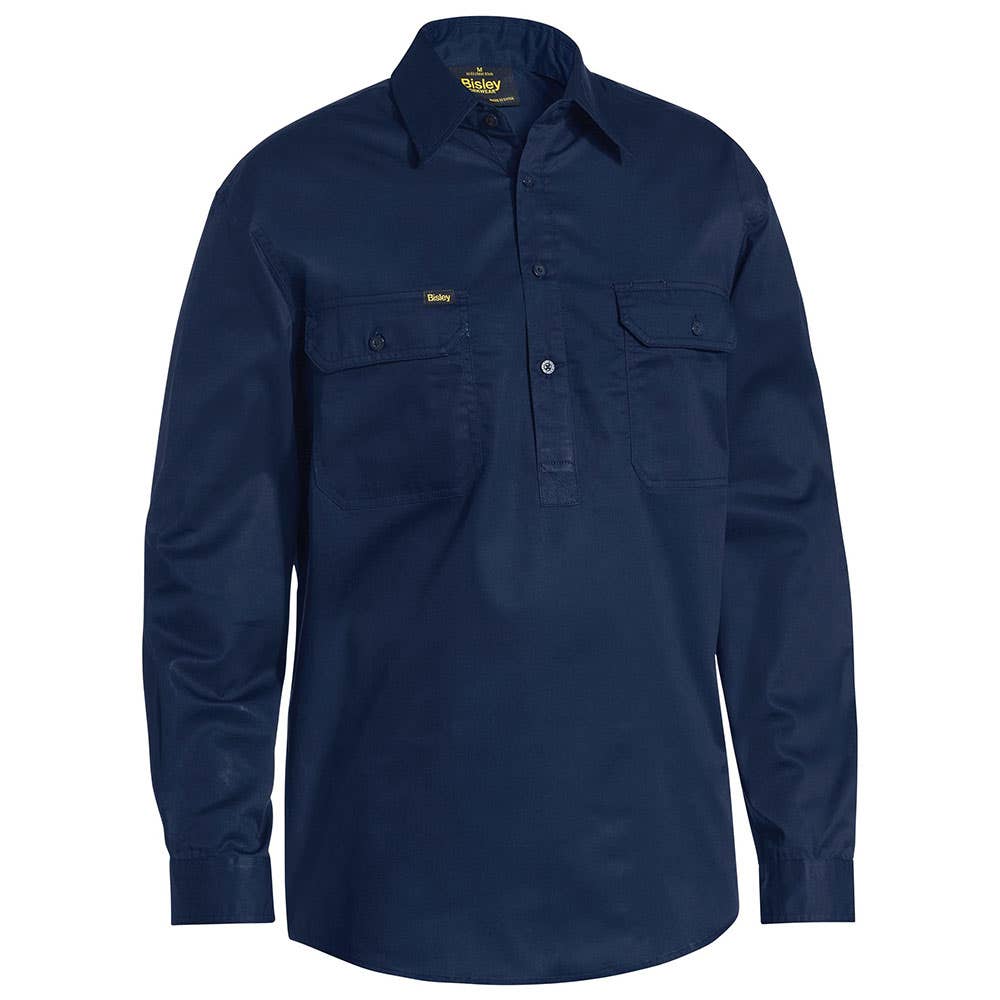 Shirt L/S Cotton Drill 155gsm Cargo Closed Front Navy Medium Bisley_254233_BSC6820_BPCTM