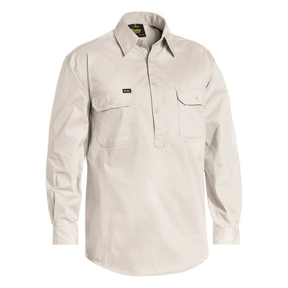 Shirt  L/S 155gsm Drill Large Sand Bisley_222962_BSC6820_BSANL