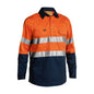 Shirt L/S 2XL Hi Vis Orange/Navy Cotton Drill 155gsm Vent Tape Bisley_90011982_BSC6896_TT022XL