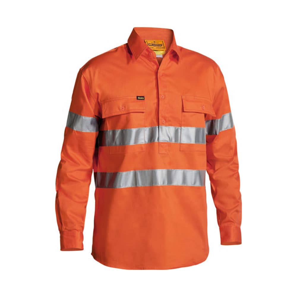 BTC6482 Hi-Vis Closed Front Drill Taped Shirt 190gsm MEALESGLDCBTC6482 MEALESGLDCBTC6482