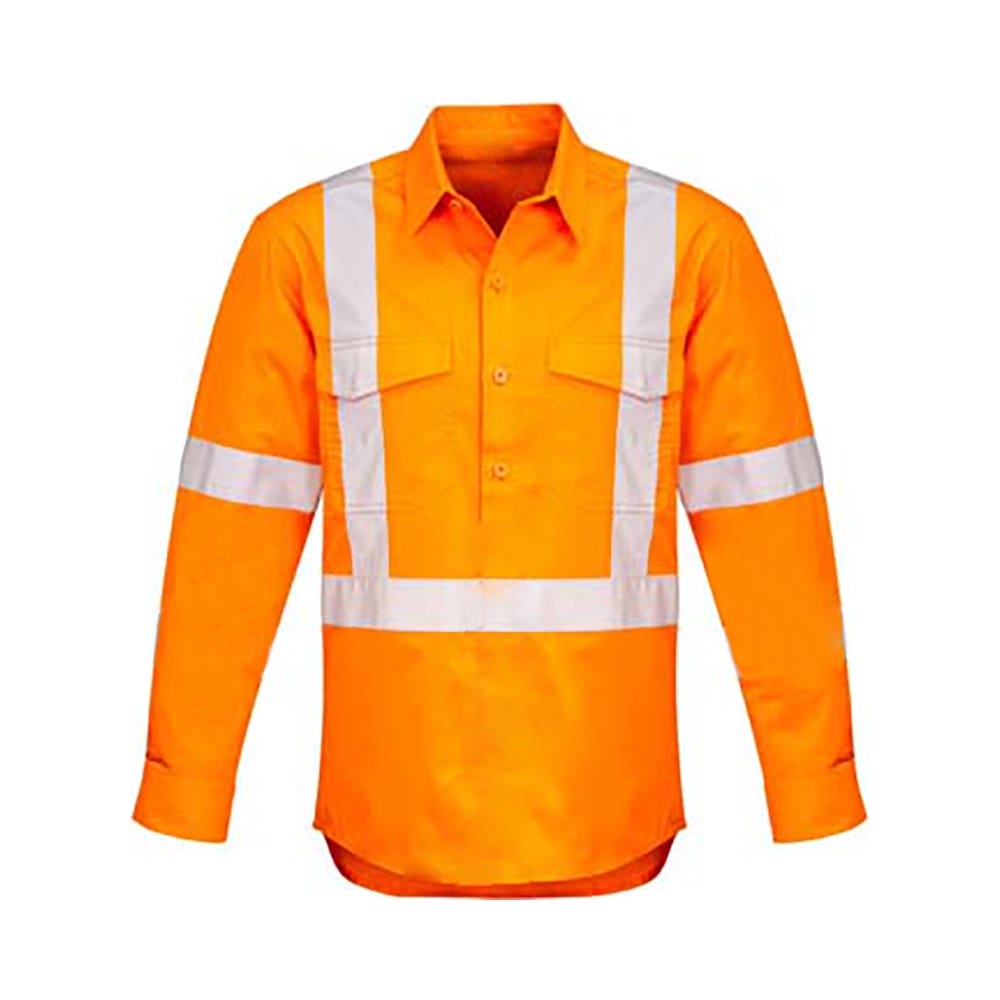 Cotton Drill Shirt Gusset Sleeve Rail X Reflective Orange BWRRXCF881O BWRRXCF881O