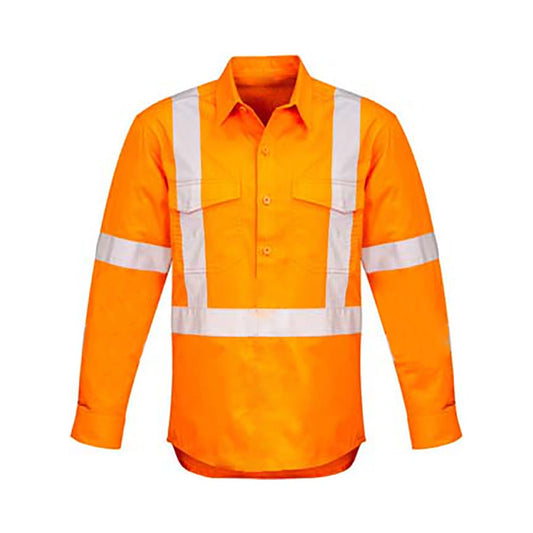 Cotton Drill Shirt Gusset Sleeve Rail X Reflective Orange BWRRXCF881O BWRRXCF881O