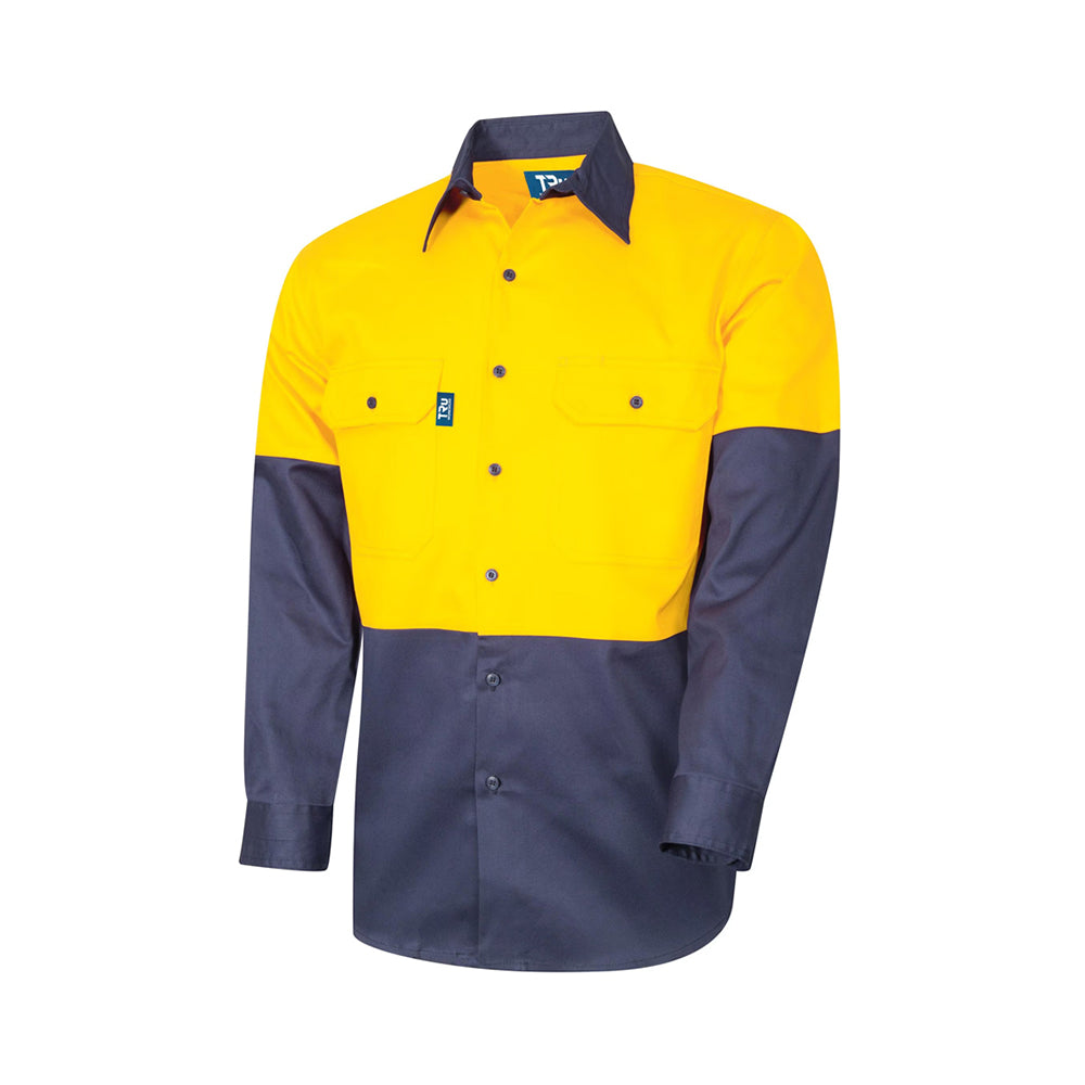 DS2112 - Hi Vis Drill Shirt L/S Yellow/Navy Large_579267_DS2112 - Y/N Large