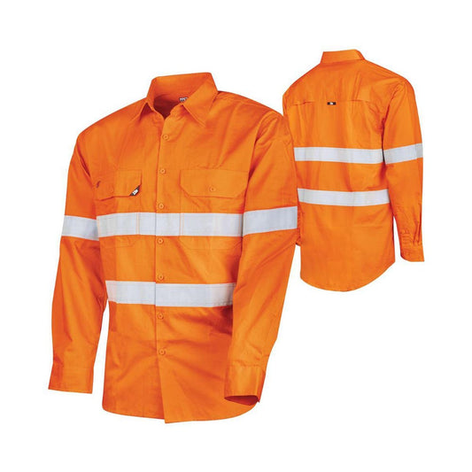 DS1169T1 Orange Long Sleeve Hi Vis Cotton Shirt 145gsm_DS1169T1