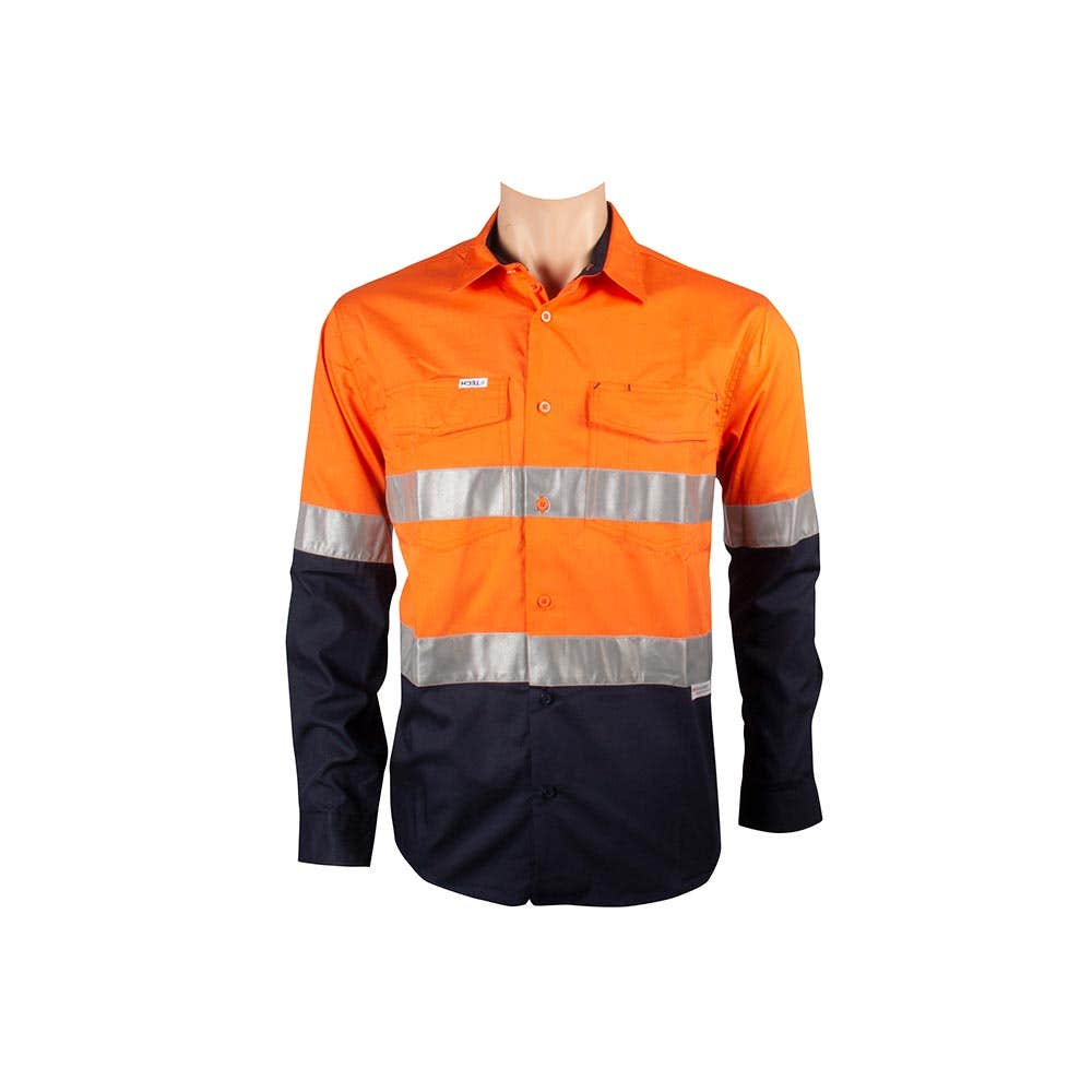 Shirt F-TECH L/S Taped - Org/Navy  - 2XL 55567855 FT10T-ON-2XL