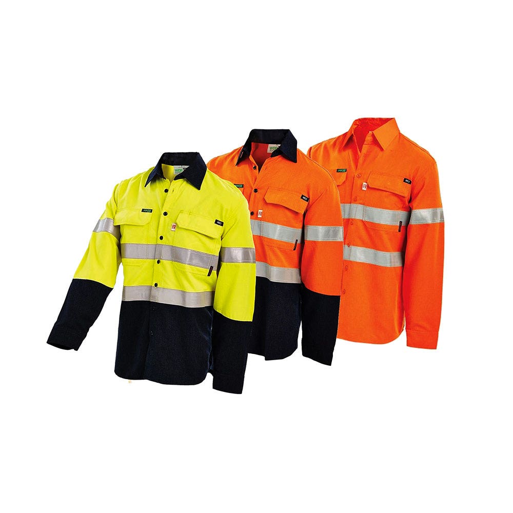 2805 Hi-Vis Fire Retardant Long Sleeve Taped Shirt 185gsm 2805