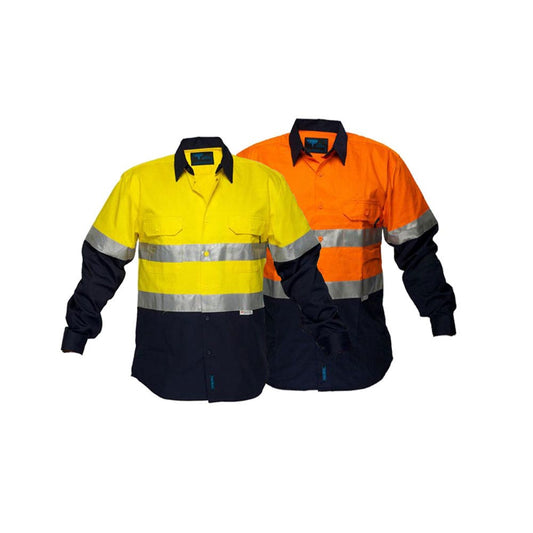 MA101 Hi-Vis Long Sleeve Shirt Taped Two-Tone 185gsm Infrabuild GFGMA101