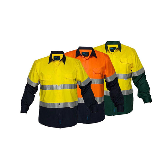 MA801 Hi-Vis Long Sleeve Shirt Taped Two-Tone Lightweight 155gsm MA801