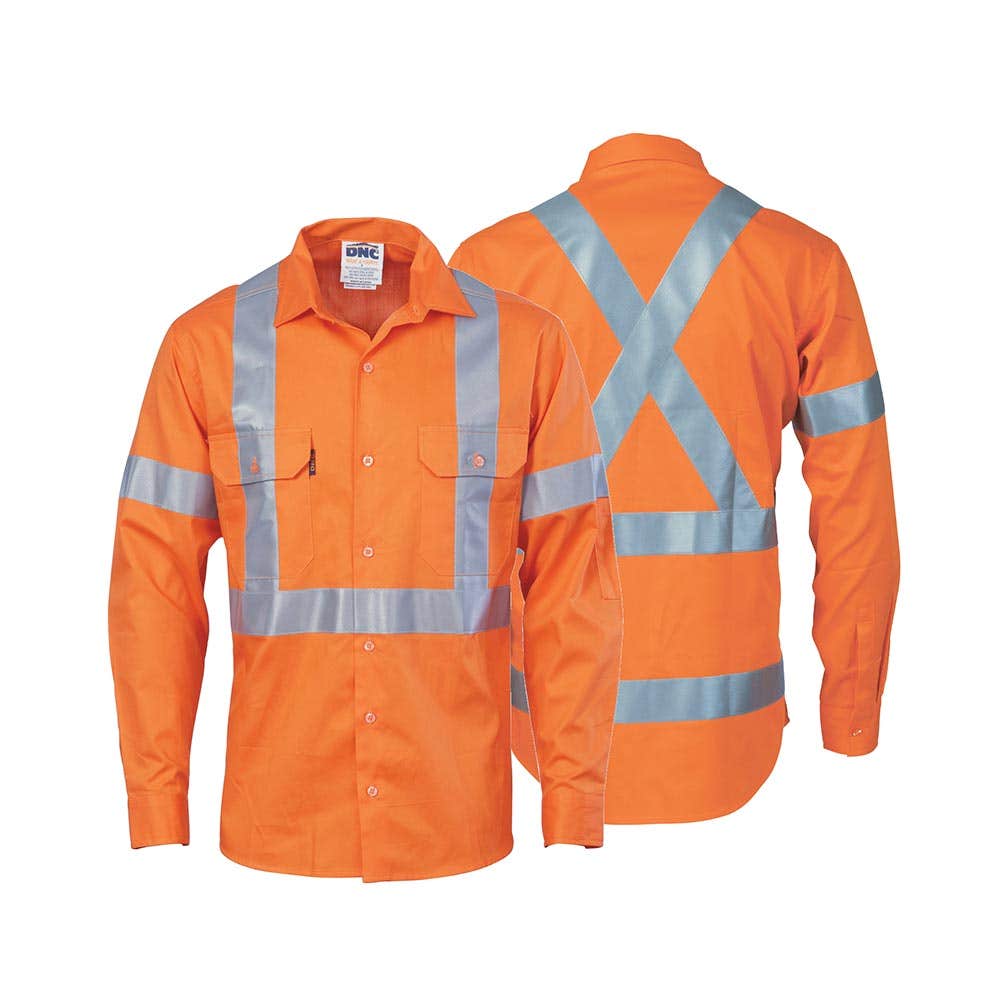 3546 Hi-Vis Long Sleeve X-Back Taped 155gsm DNC3546