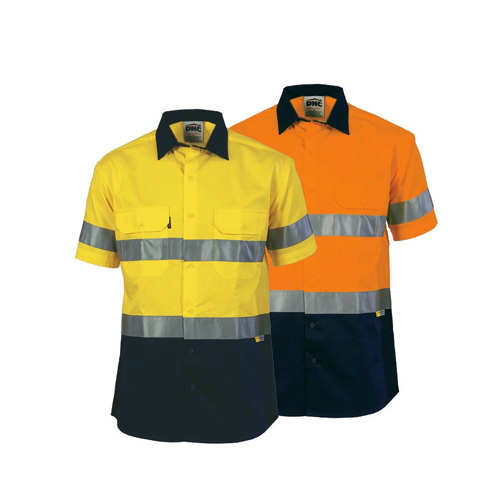3833 Hi-Vis S/S Shirt Two-Tone Taped 190gsm DNC3833