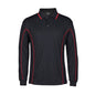 Shirt Polo Podium Long Sleeve Black + Red  Piping Large 457926 7PIPL-BLK/RED-LARGE
