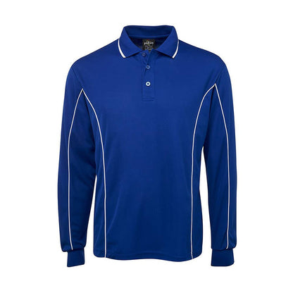 Shirt Polo L/S Polyester 160gsm Pique Knit Royal / White Large Jb's Wear 502432 7PIPL-ROY/WHT-L