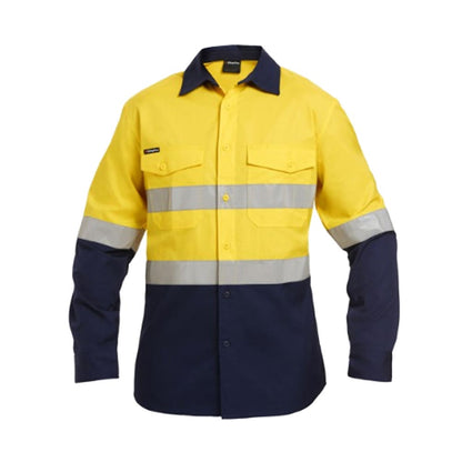 Shirt L/S Workcool2 Cotton 145gsm 3M Tape Hi Vis Yellow/navy 2XL King Gee 300505 K54880-YEL/NVY-2XL