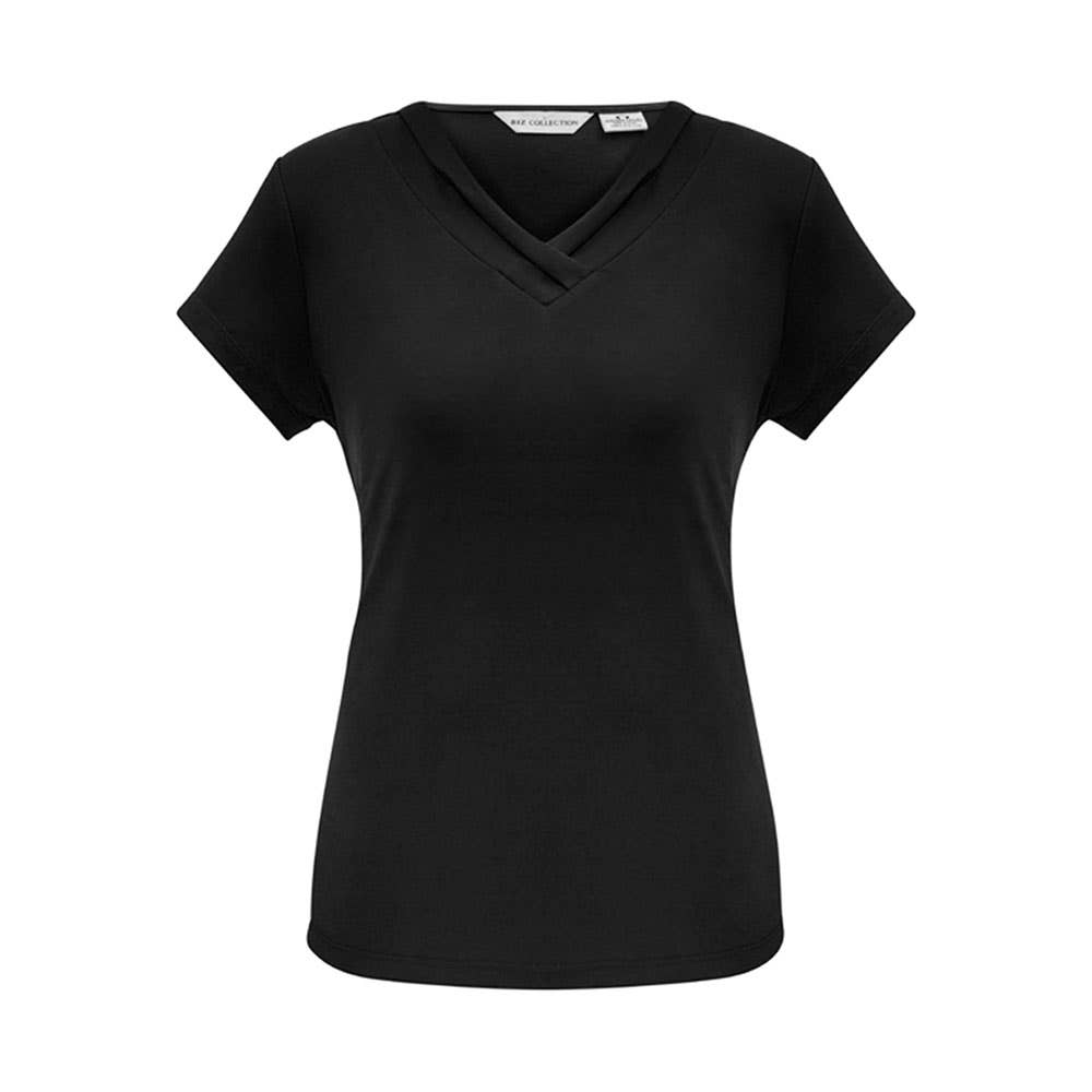 Shirt Womens S/S Poly Elastane Lana Black 10 Biz_429241_K819LS-BLK-10
