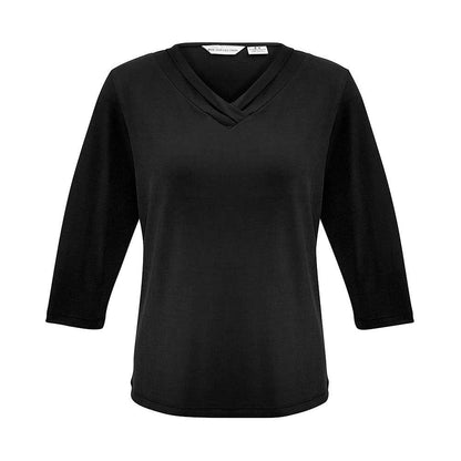 Shirt Womens 3/4 Sleeve Poly Elastane Lana Black 10 Biz_429240_K819LT-BLK-10