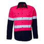 Shirt Kids L/S Cotton Twill 150gsm Tape Hi Vis Pink/Navy 0 Ritemate_238067_RM4050R-PNK/NAV-0